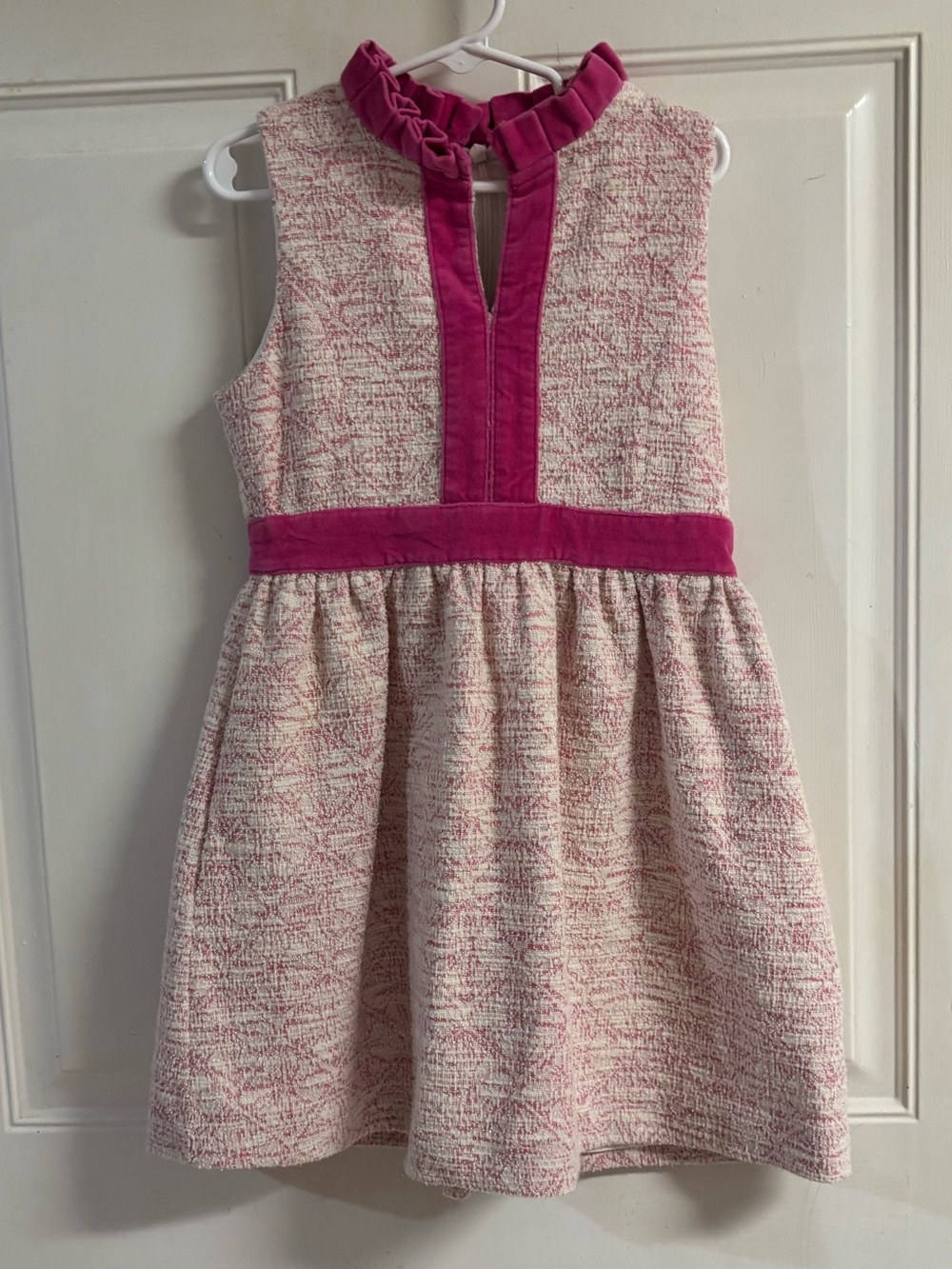 Size 7 Brown Bowen & Company Eliza Palm Beach Pink Jacquard sleeveless Dress EUC
